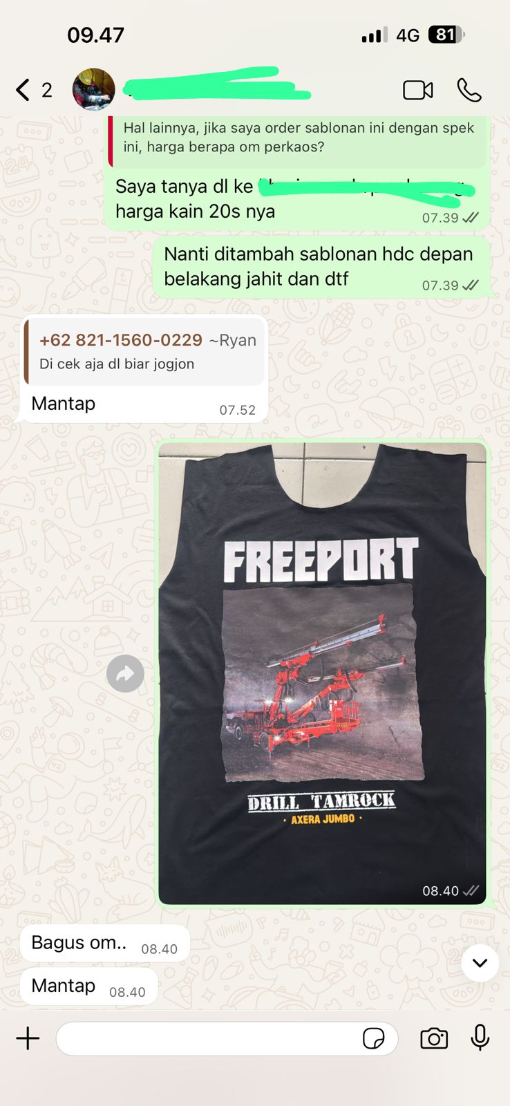 testimoni FREEPORT Sablon Kaos Bandung
